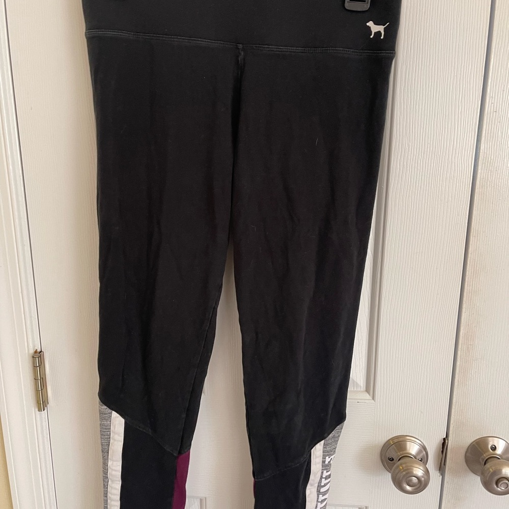 PINK yoga workout leggings with colorblock bottom